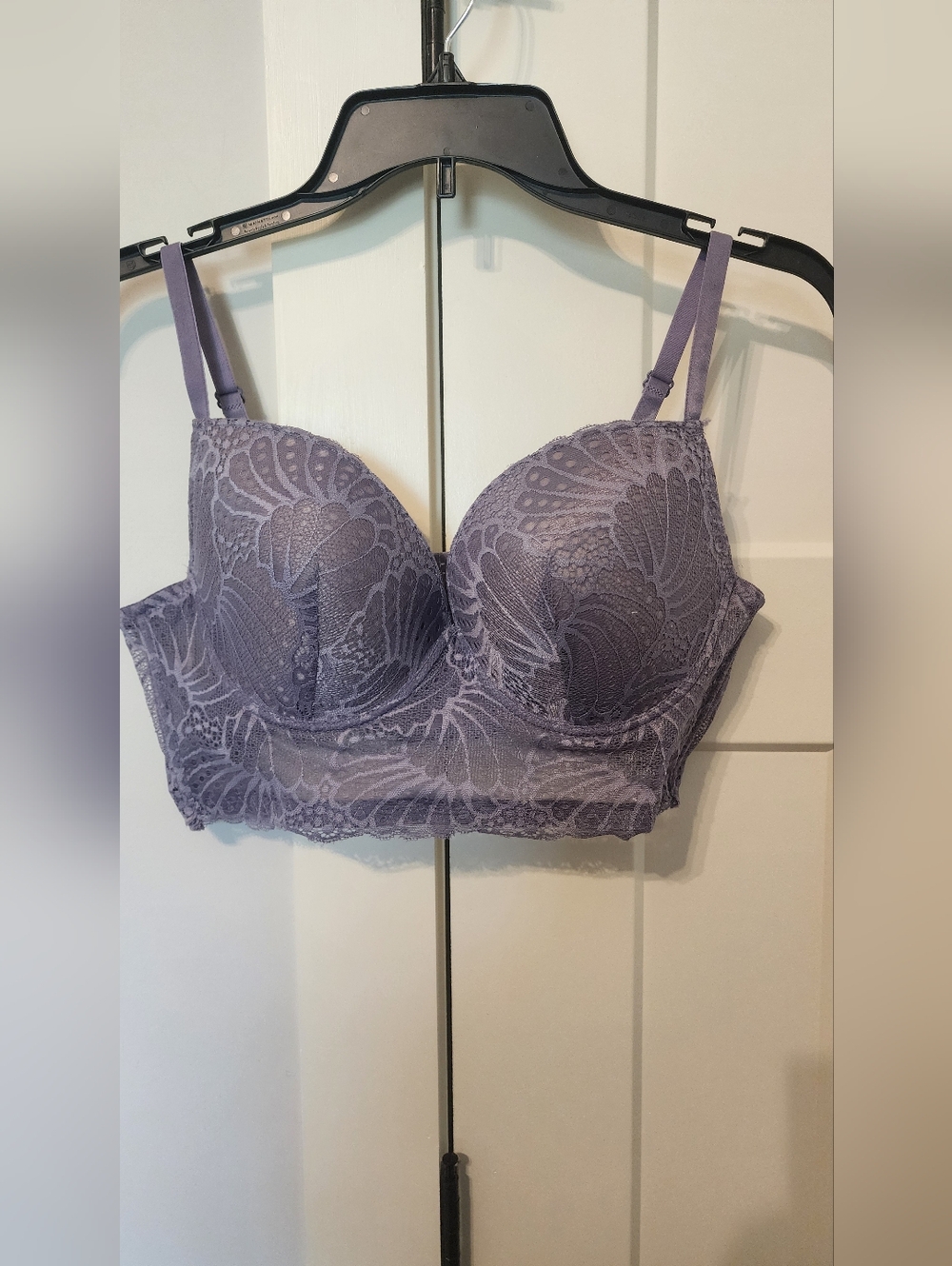 Light Purple Longline Bra, Adjustable Straps‎, Underwire 6 Hook Closure 40C